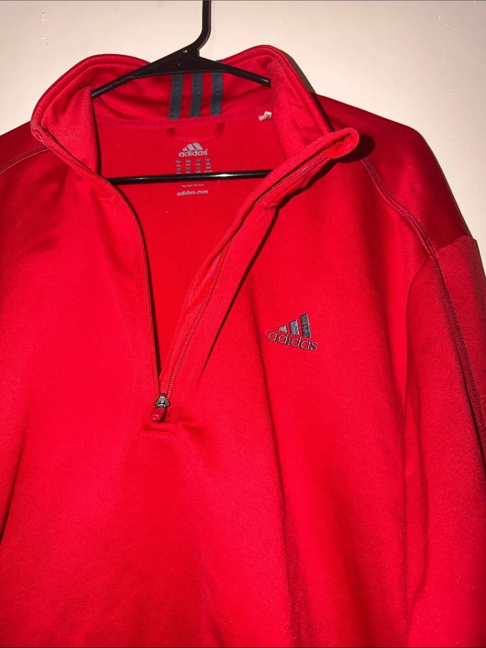 adidas Red Half-Zip Athletic Pullover